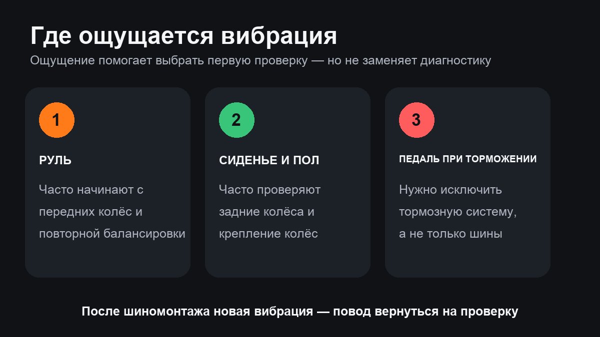 Подсказки по месту, где водитель ощущает вибрацию