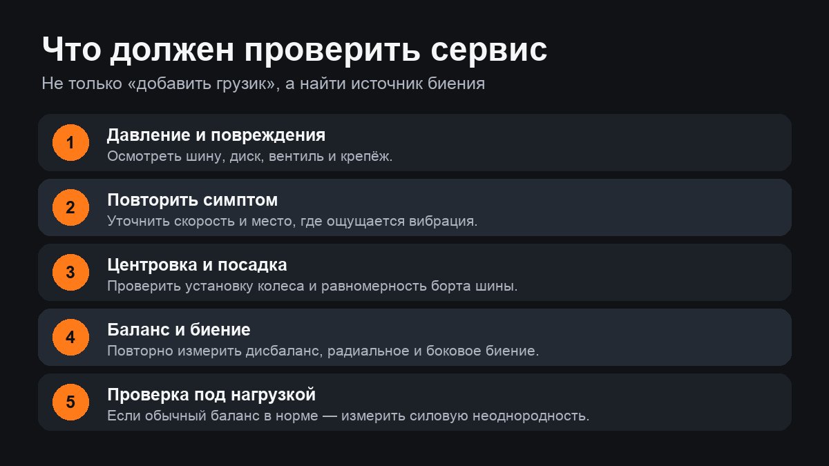 Последовательность проверки колеса при жалобе на вибрацию
