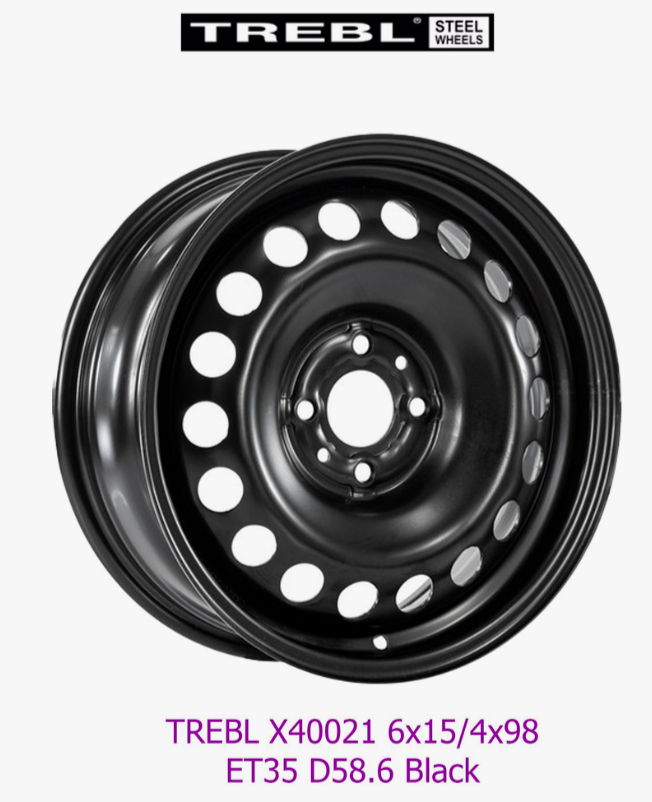 TREBL X40021 6.0*15 4/98 ET35 d58.6 Black (LADA Priora, 2110,2115,Fiat Albeo / 500)
